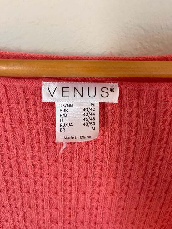 Venus, Salmon Pink, Lush Textured Button Front Cropped Cardigan, Medium - Picture 3 of 3